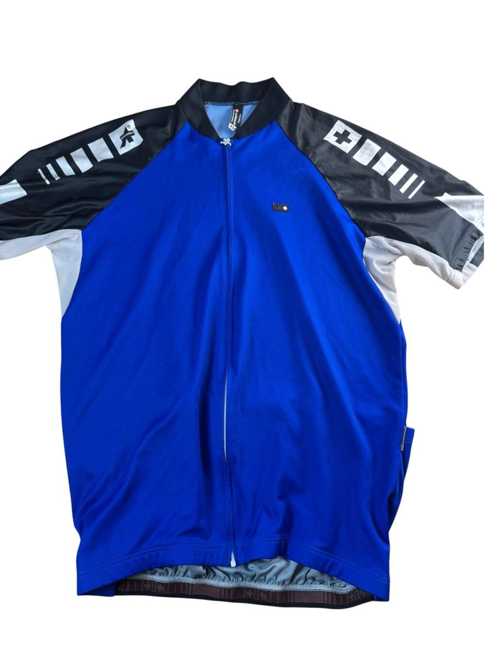 Assos Blue and Black Pro Cycling Jersey Short Sleeve Full Zip Men's Size XLG